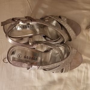 Silver sparkled guess heels size 6